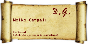 Wolko Gergely névjegykártya